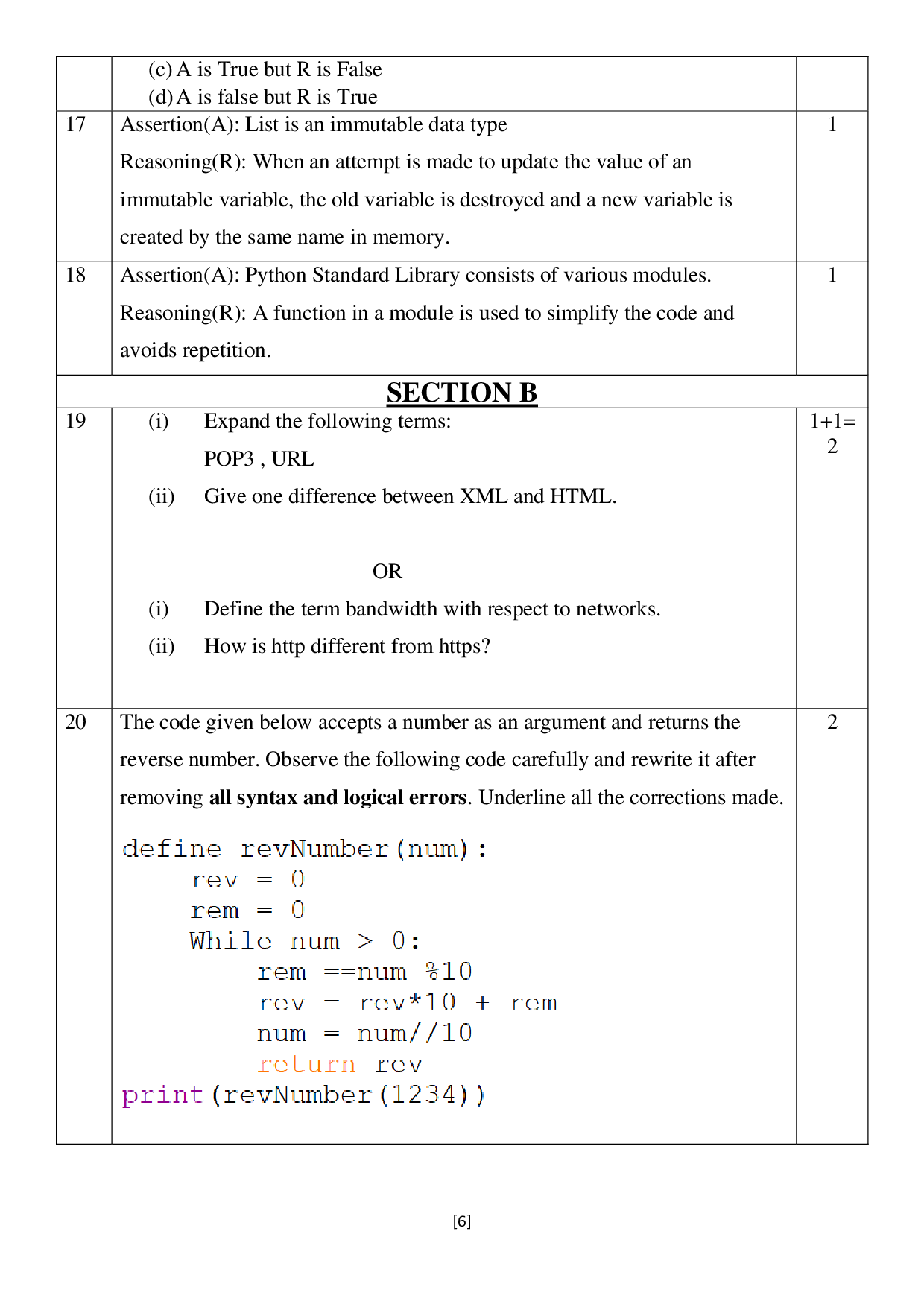 Class 12 Sample Papers for Computer Science