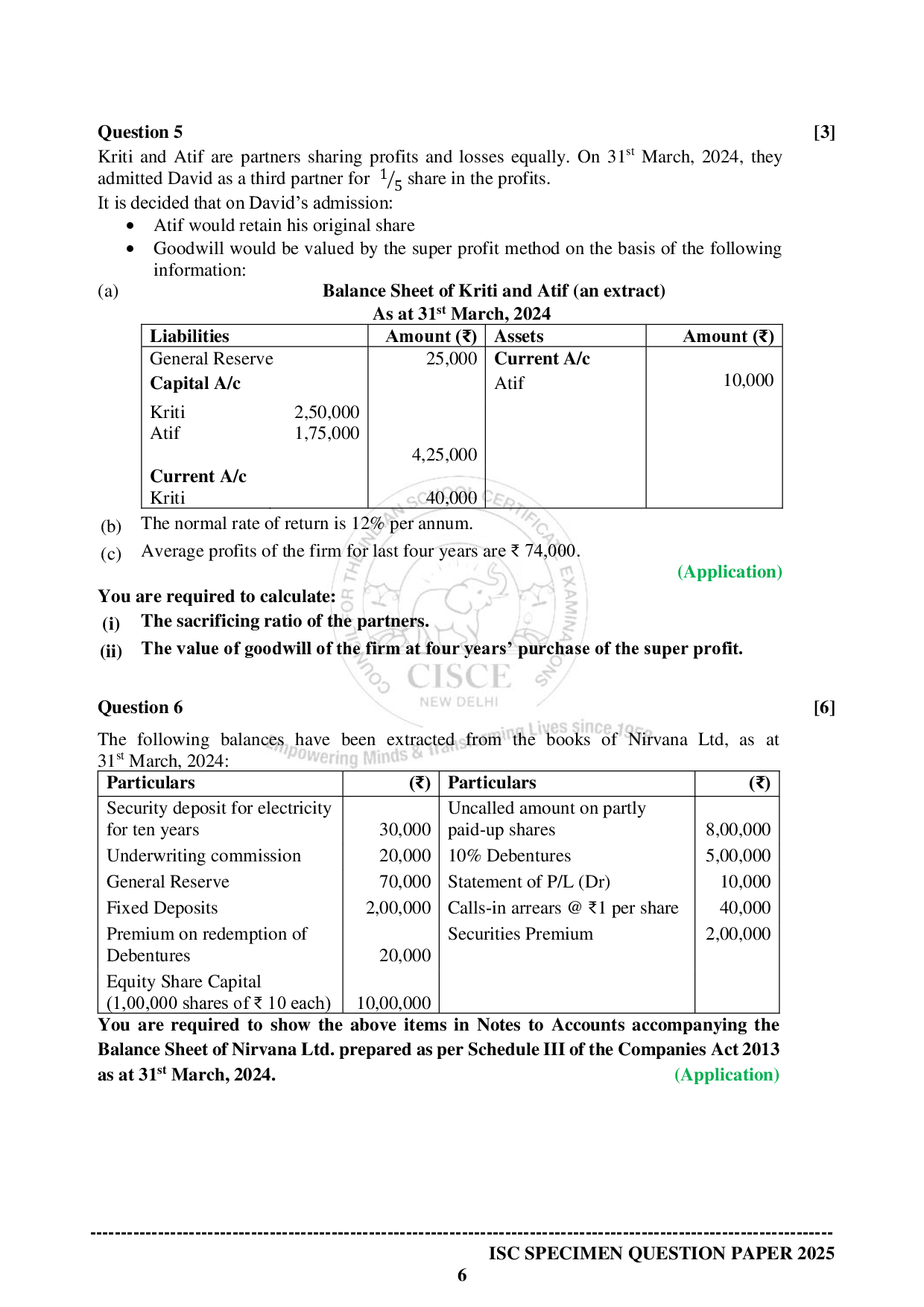 ISE Sample paper for Accounts