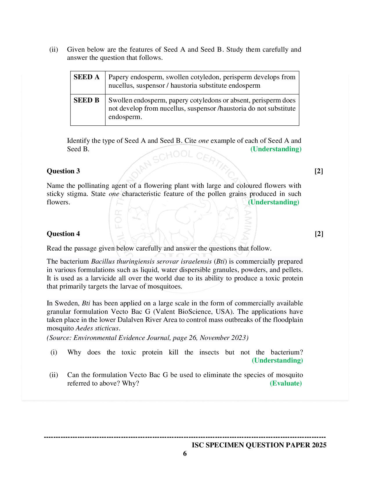 ISE Sample paper for Biology