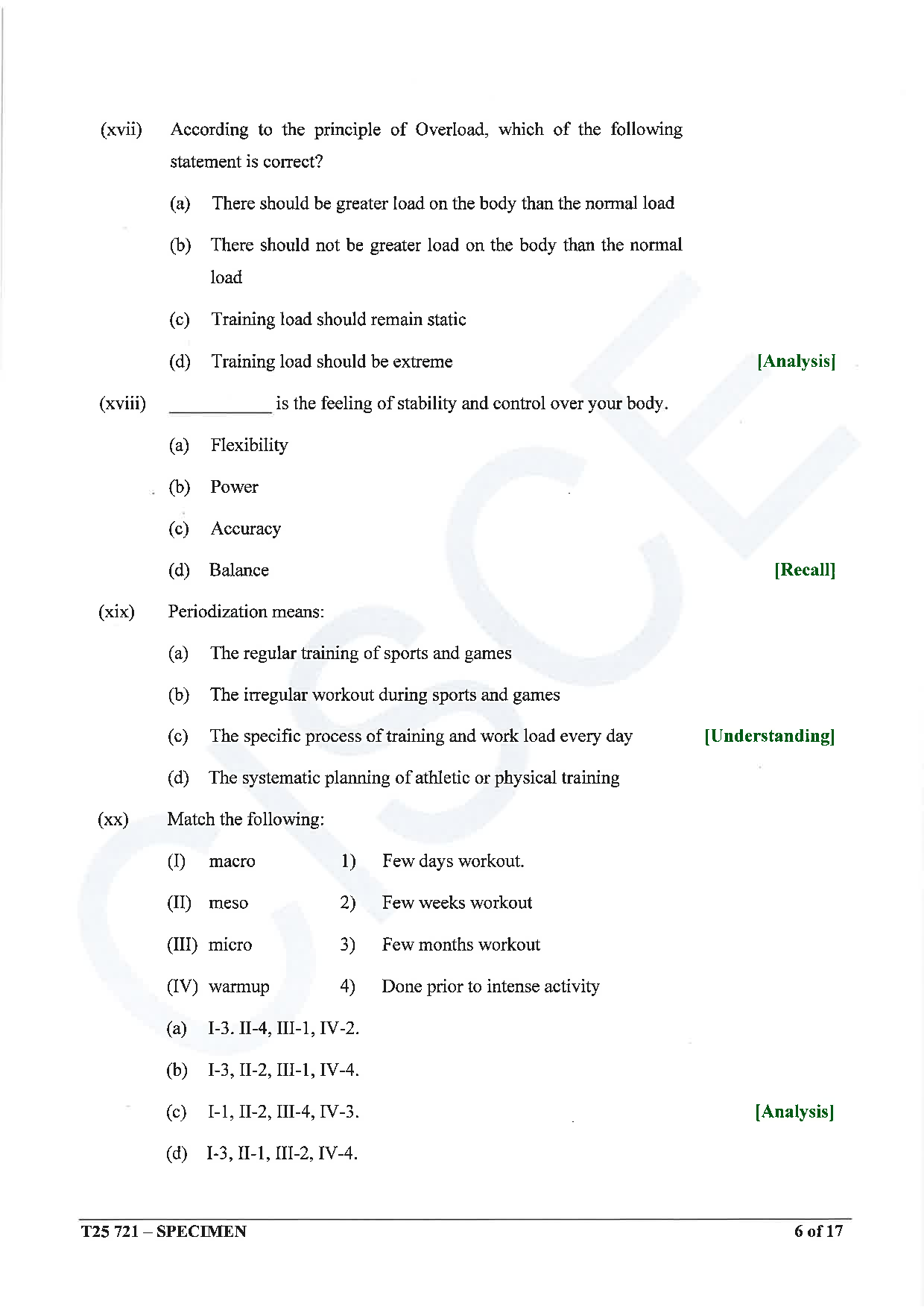 ICSE Board Sample Paper for class 10 Physical Education