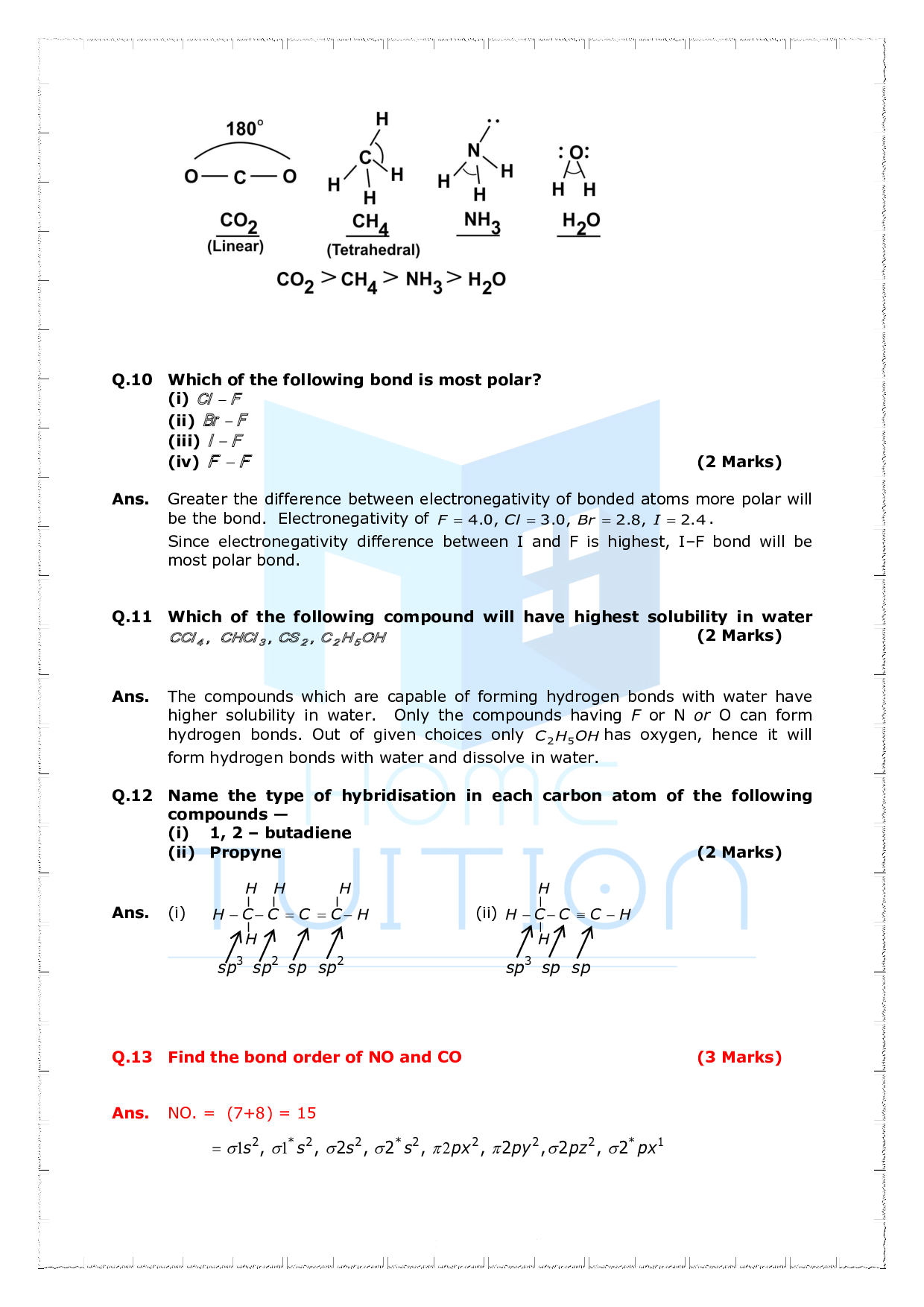 Chapter 4 Chemical Bonding and Molecular Structure Questions