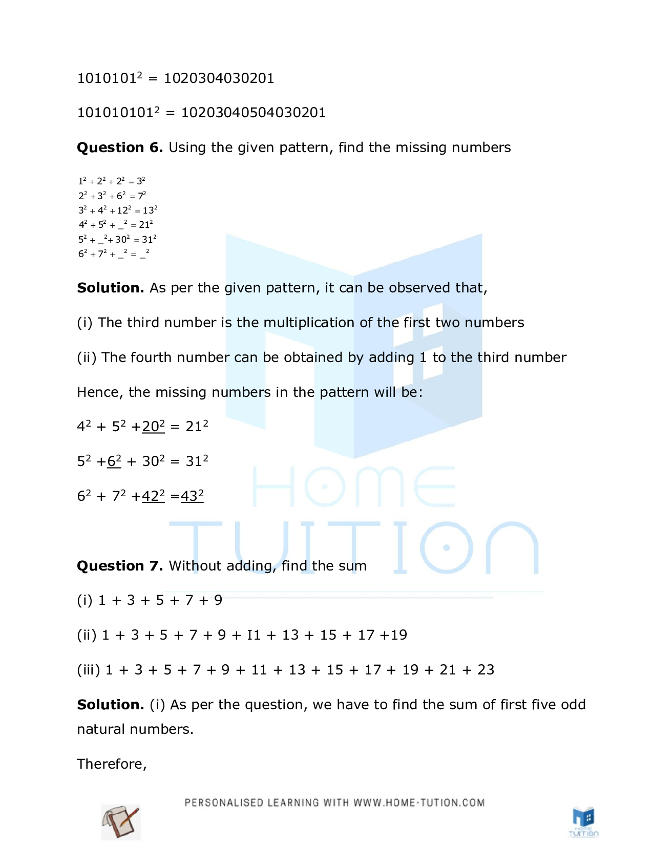 NCERT Solutions For Class 8 Maths Chapter 6 Squares And Square Roots