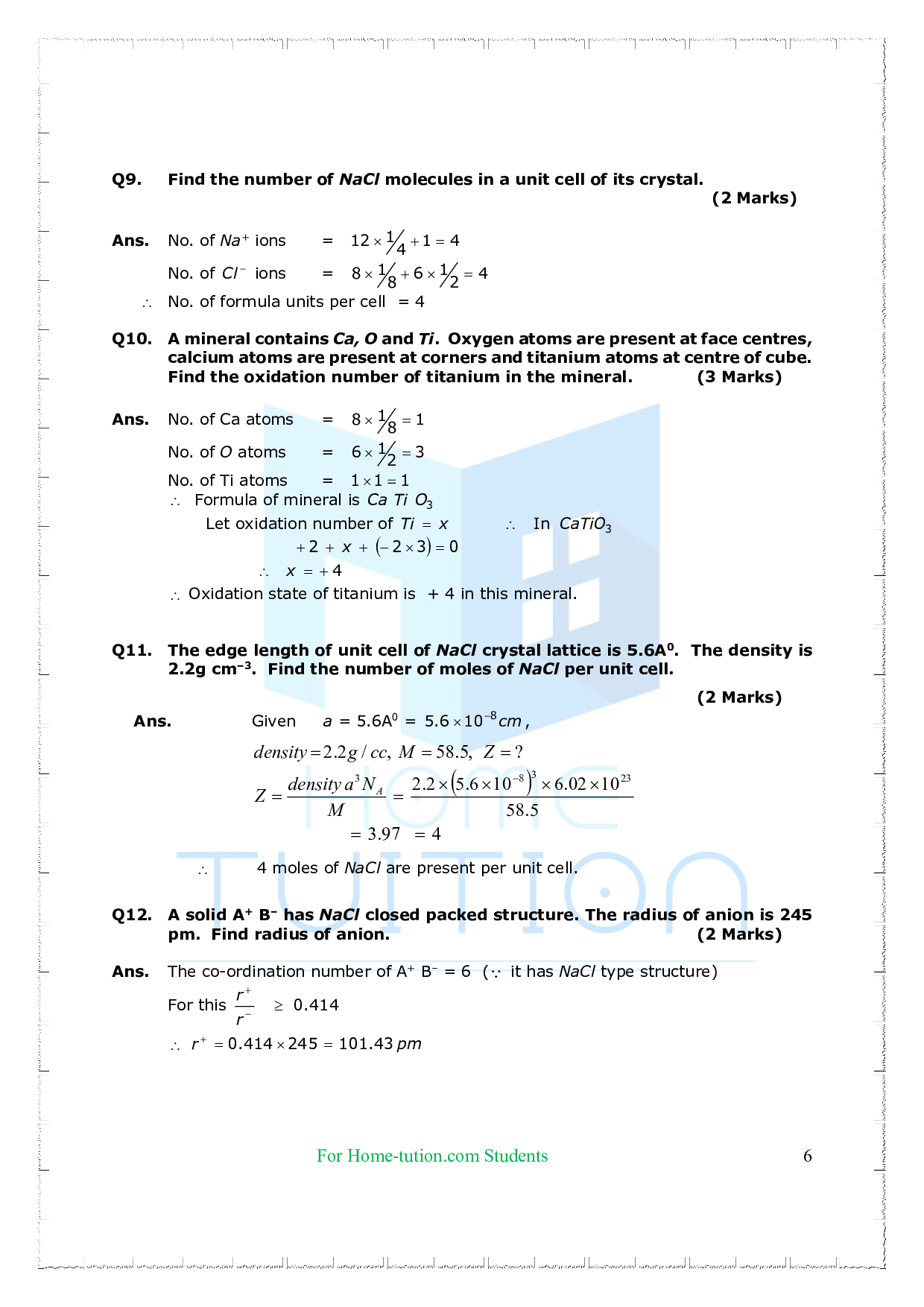 Chapter 1 The Solid State Important Questions