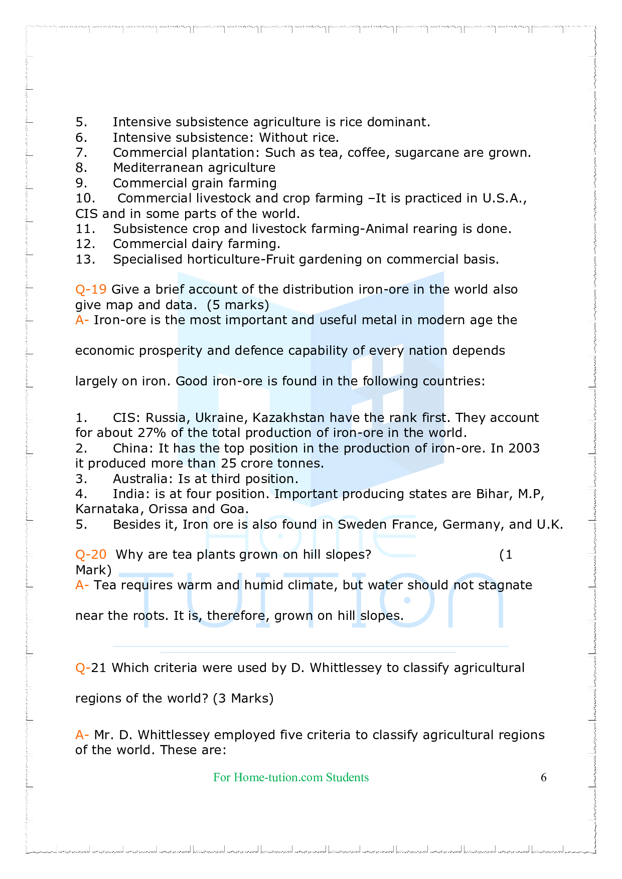 Chapter-5 Primary Activities Important Questions