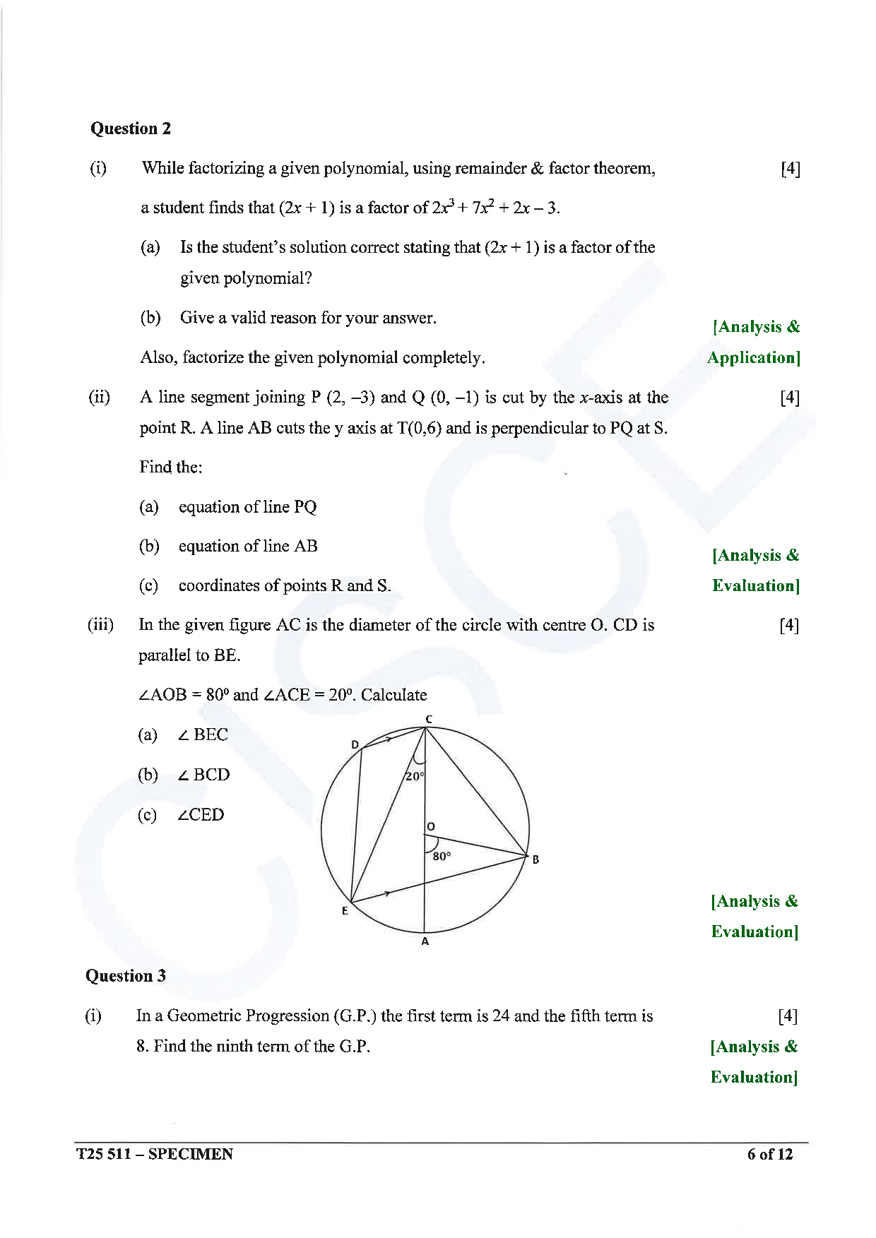 ICSE Board Sample Paper for class 10 Maths