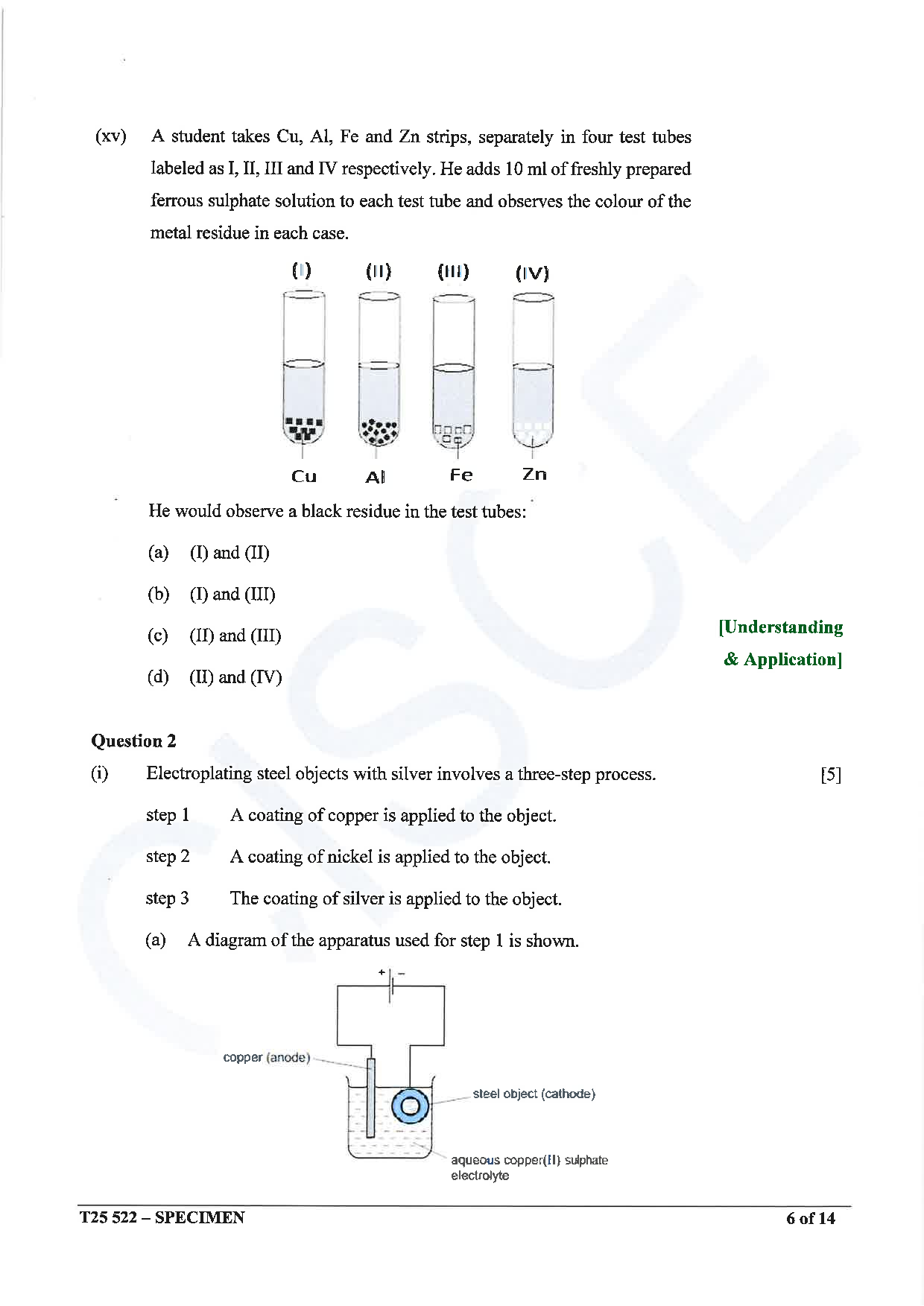 ICSE Board Sample Paper for class 10 chemistry