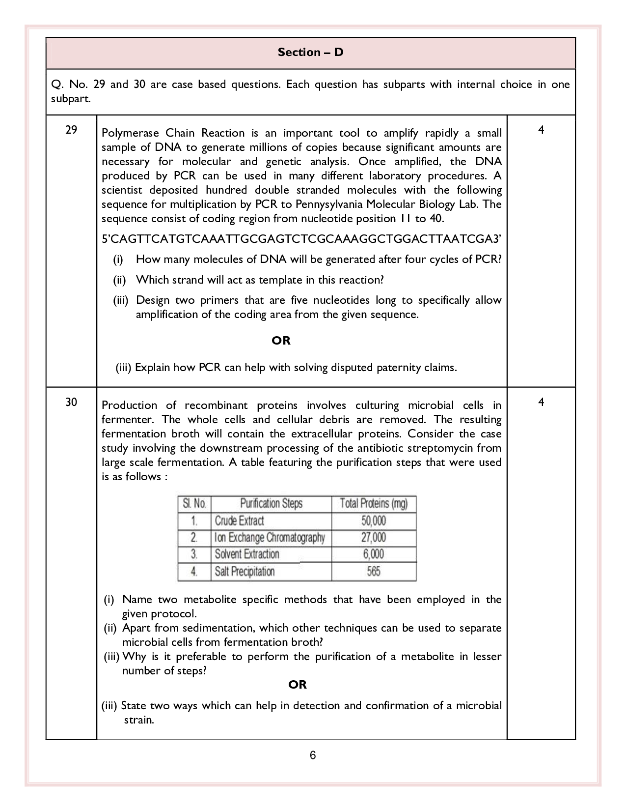 Class 12 Sample Papers for Biotechnology