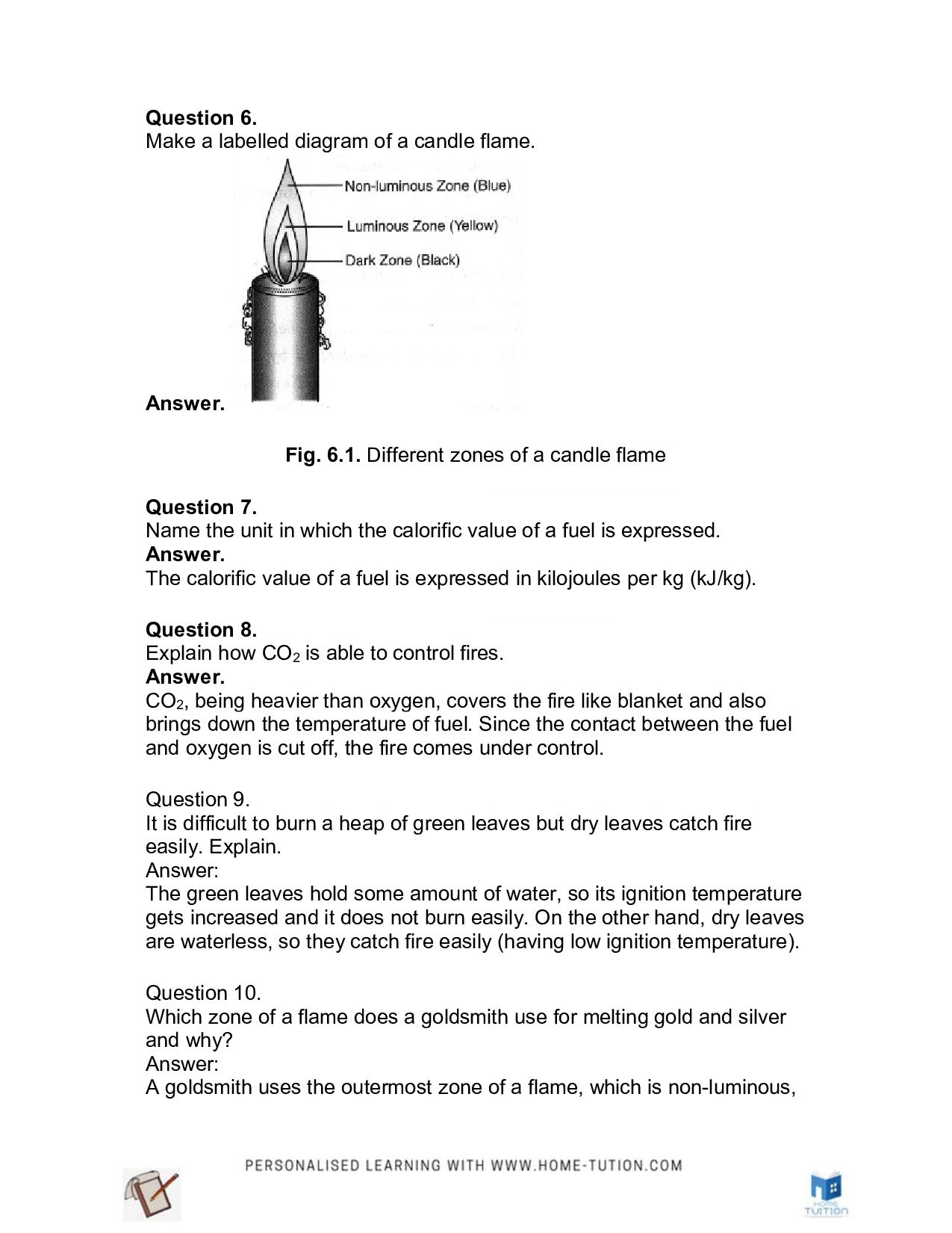 Class 8 Science Chapter 6 Combustion and Flame