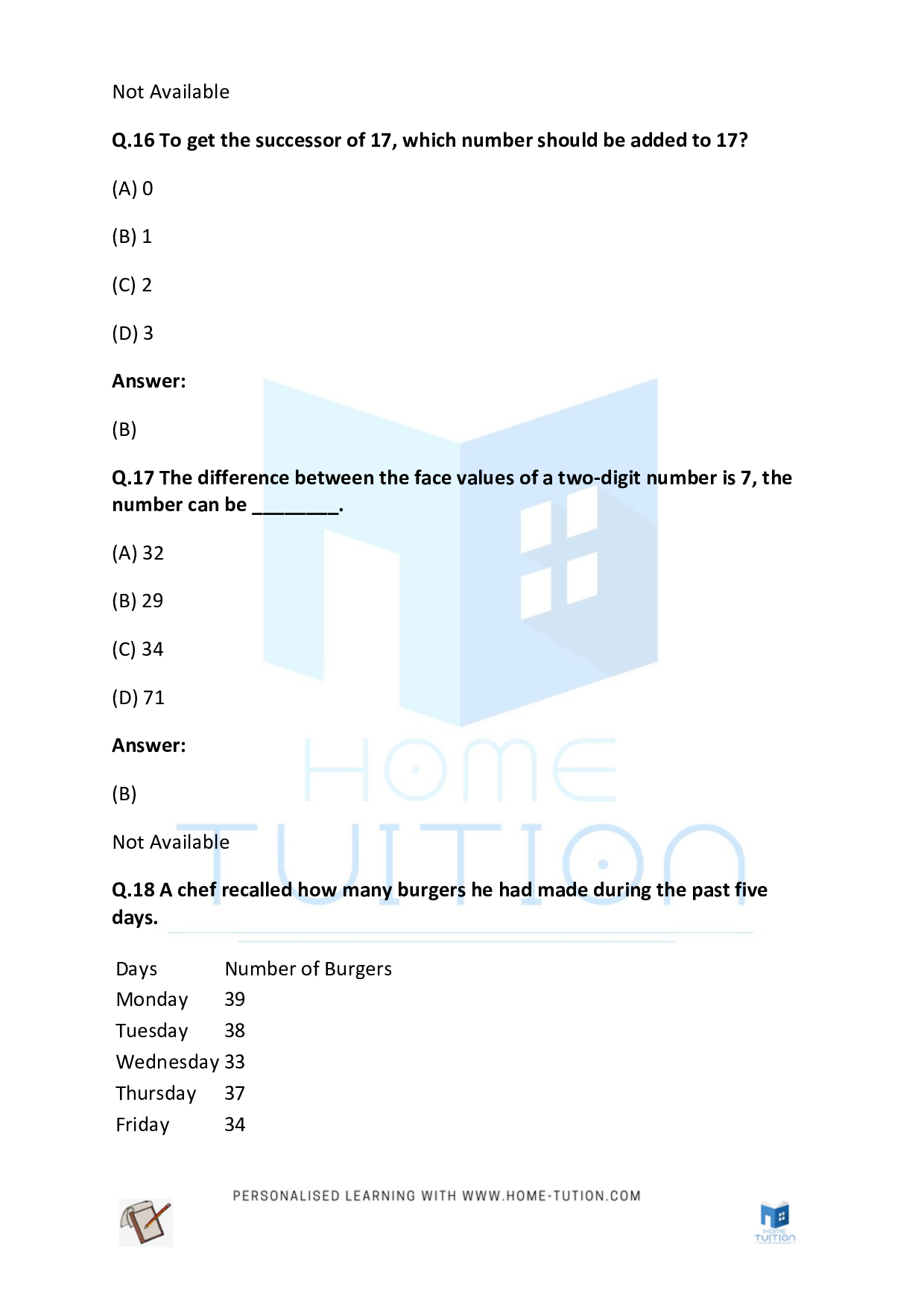 CBSE Class 3 Maths Numbers Worksheet Questions with Answers PDF 
