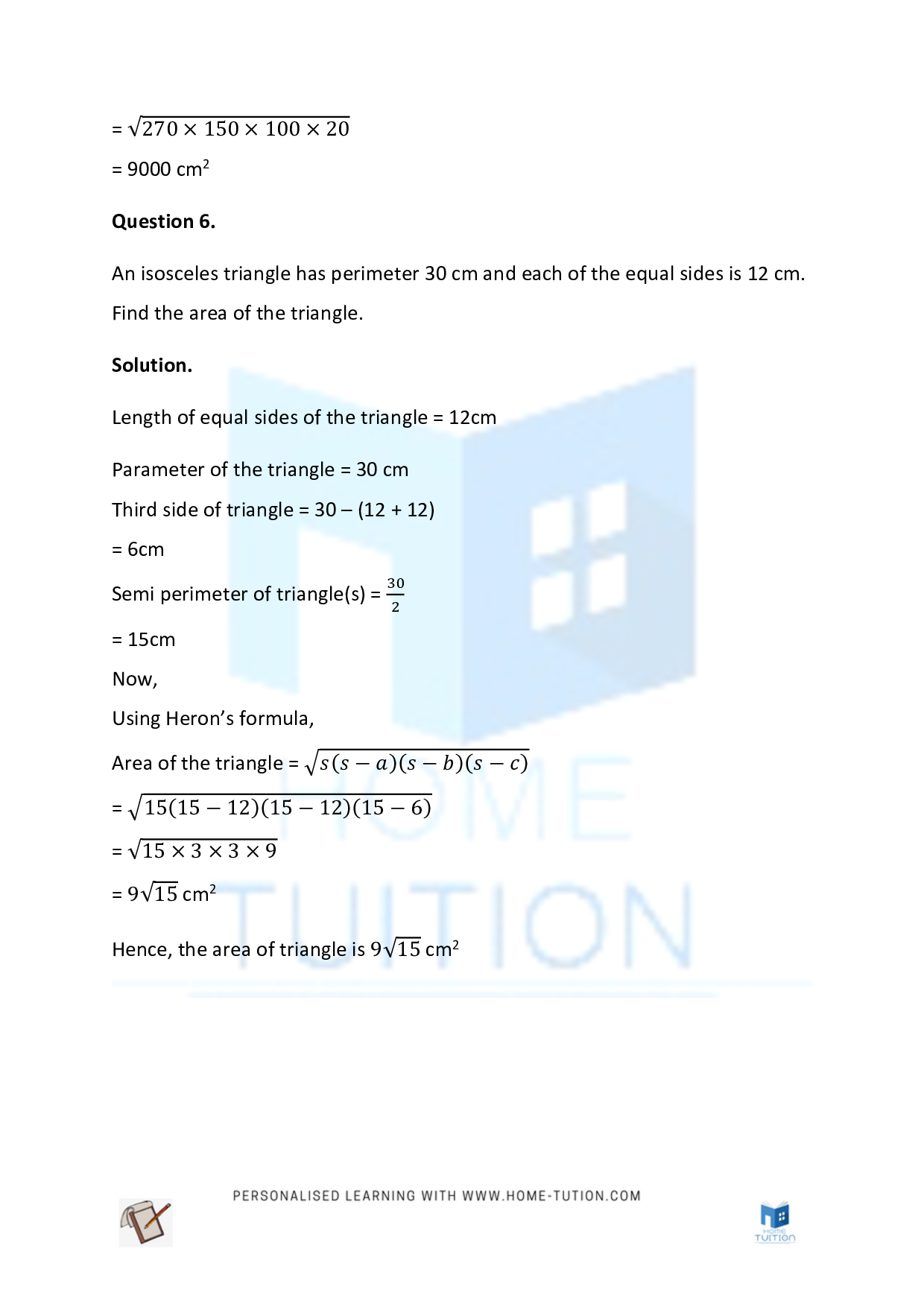 Class 9 Maths Chapter 12 Heron’s Formula