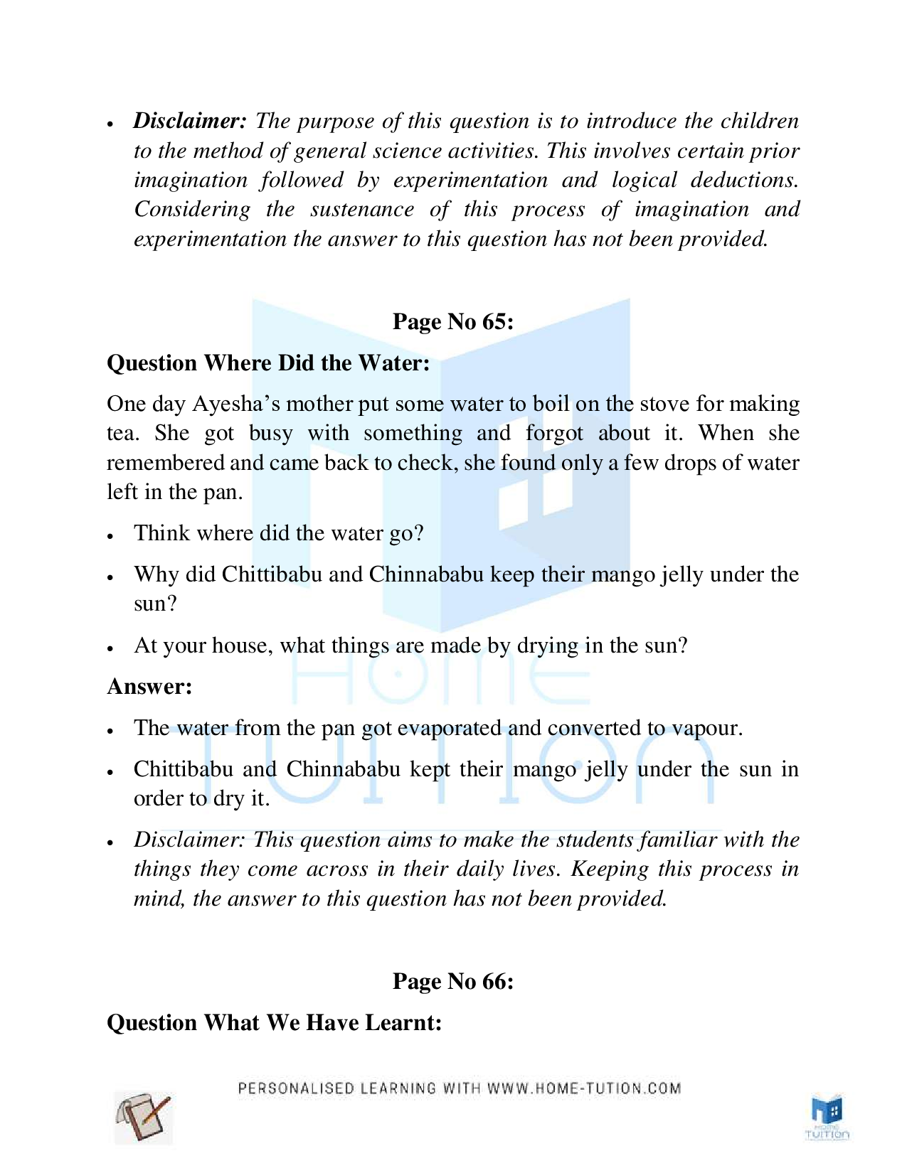 NCERT Class 5 EVS Chapter 7 Experiments with Water