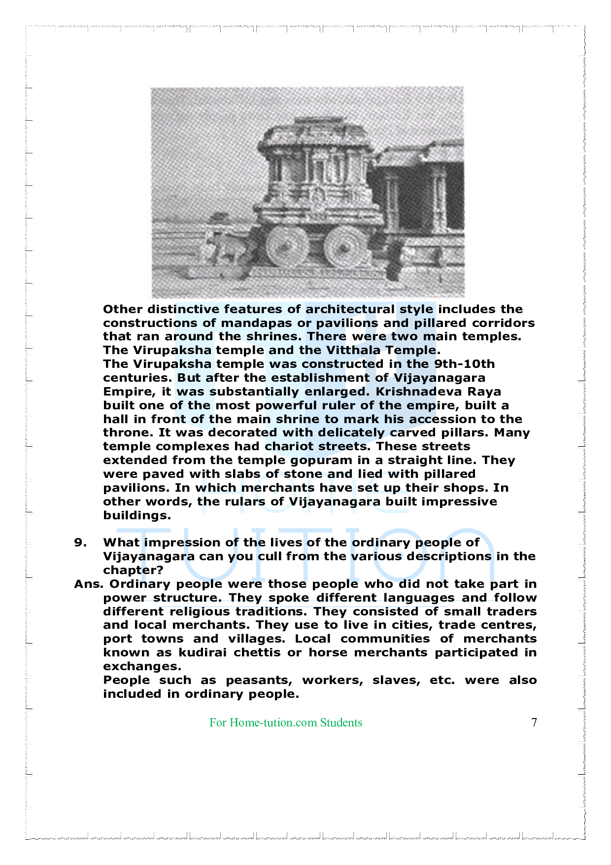 NCERT Solutions Chapter 7  An Imperial capital: Vijayanagara