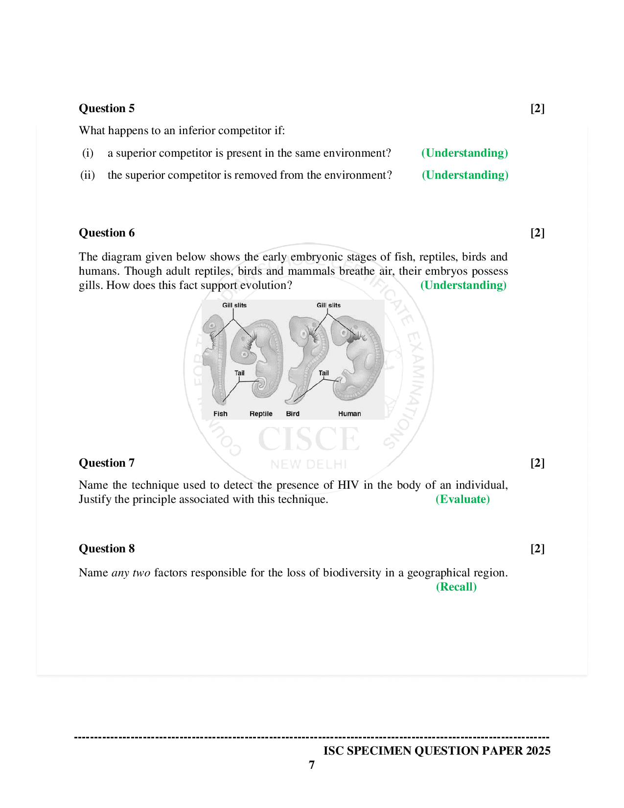 ISE Sample paper for Biology