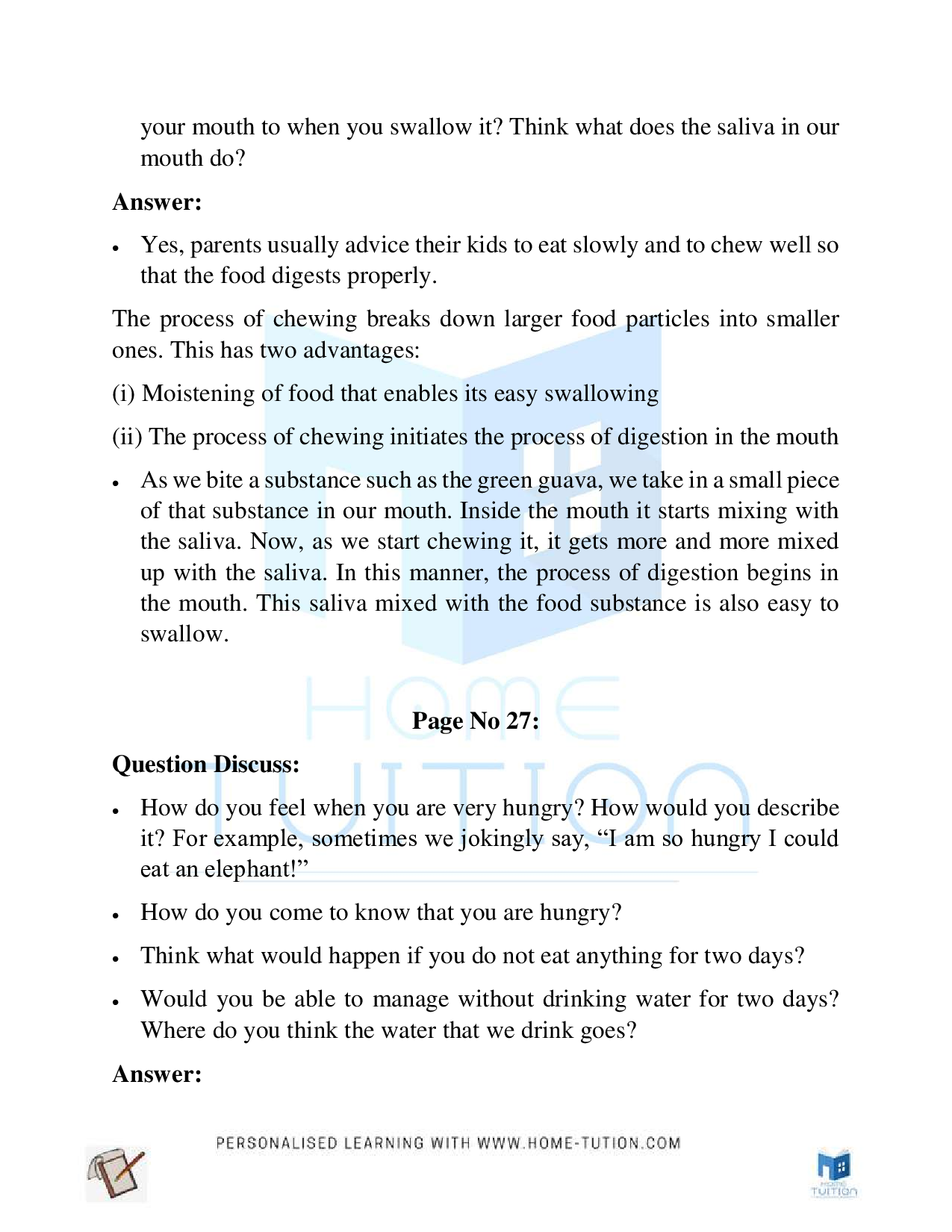 NCERT Class 5 EVS Chapter 3 From Tasting to Digesting