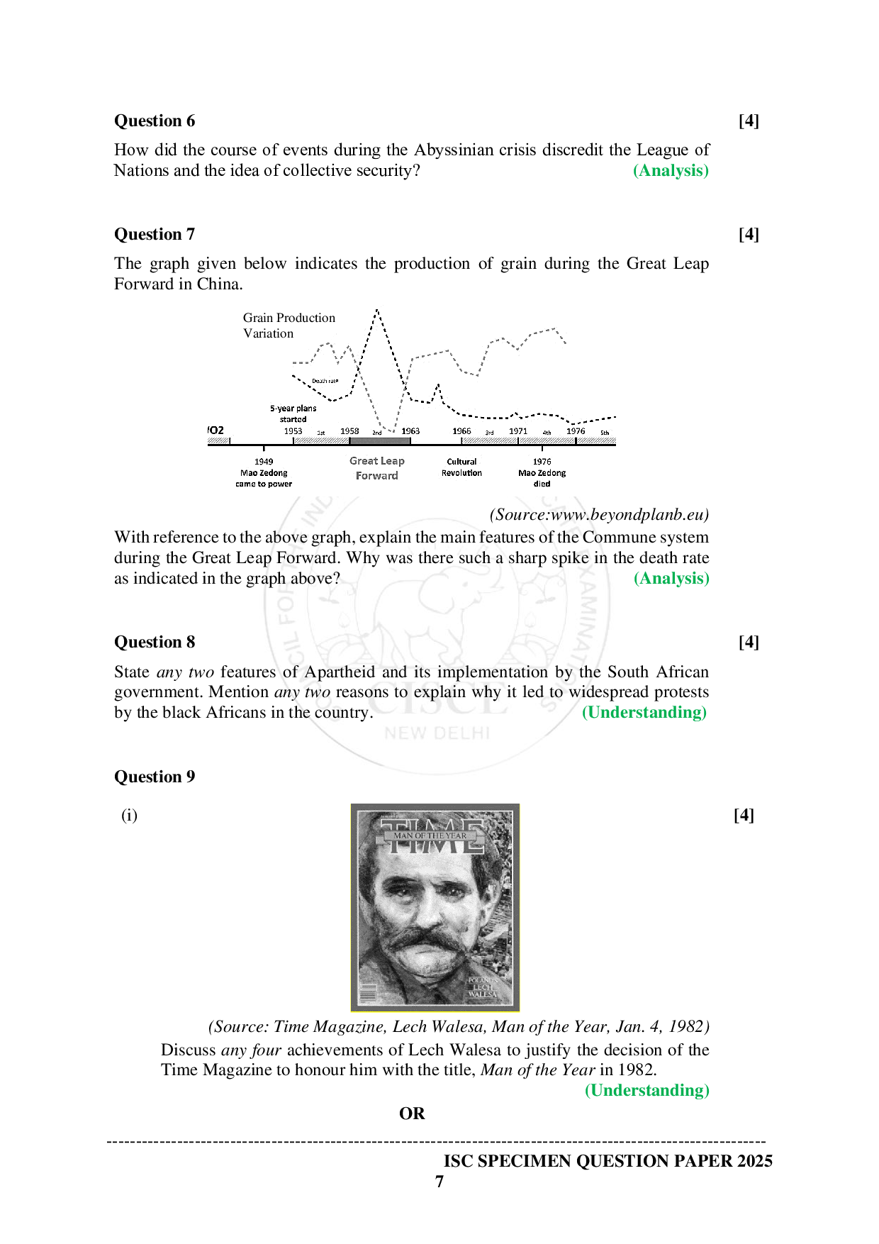 ISE Sample paper for History