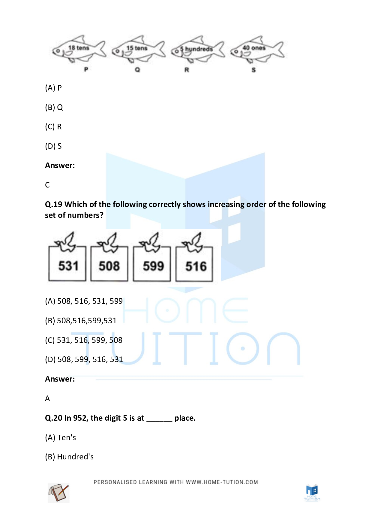 CBSE Class 2 Maths Numbers Worksheets