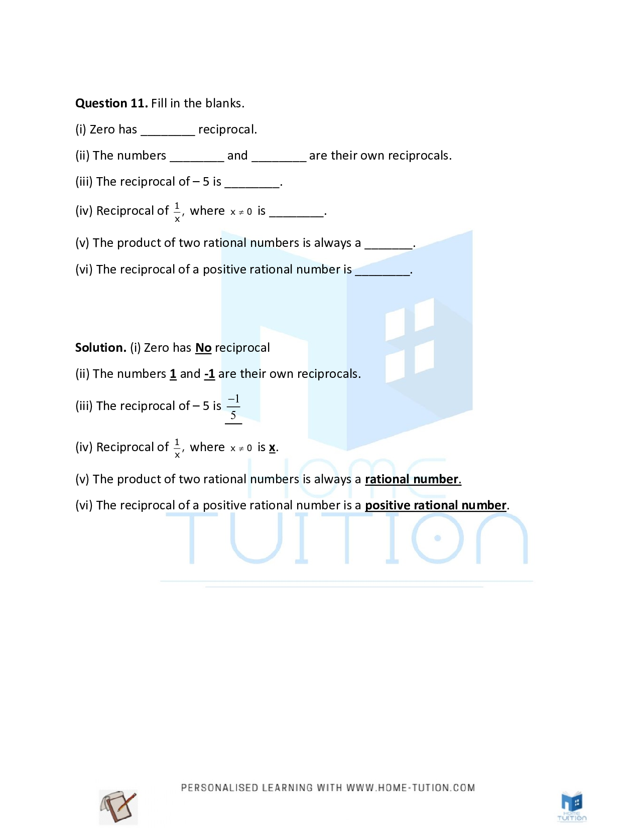 Class 8 Maths Chapter 1 Rational Numbers