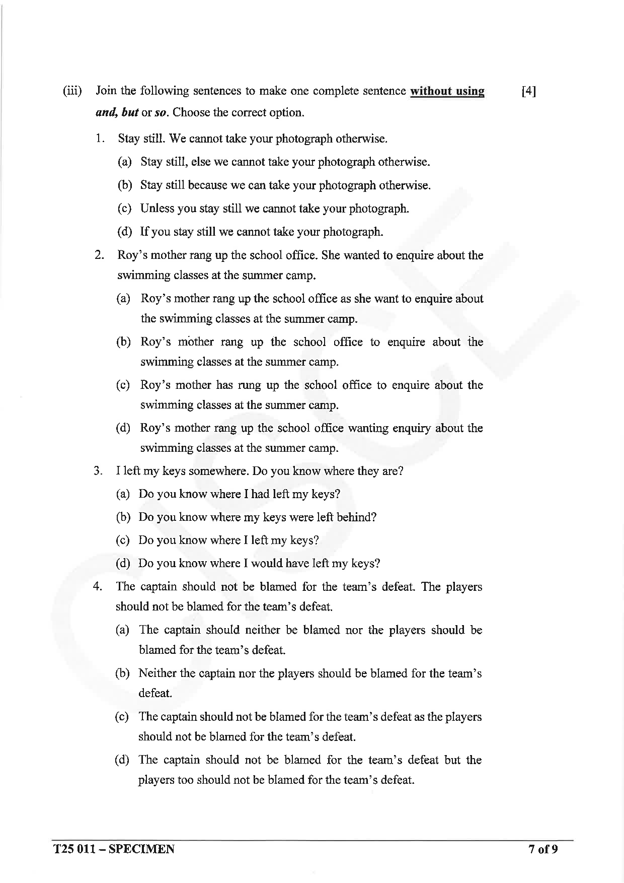 ICSE Board Sample Paper for class 10 English