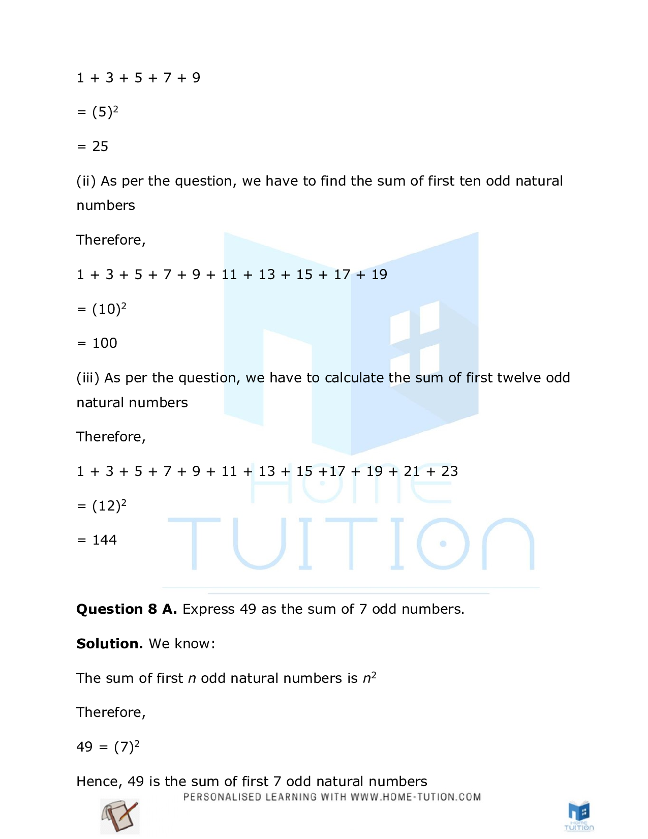 Class 8 Maths Chapter 6 Squares and Square Roots