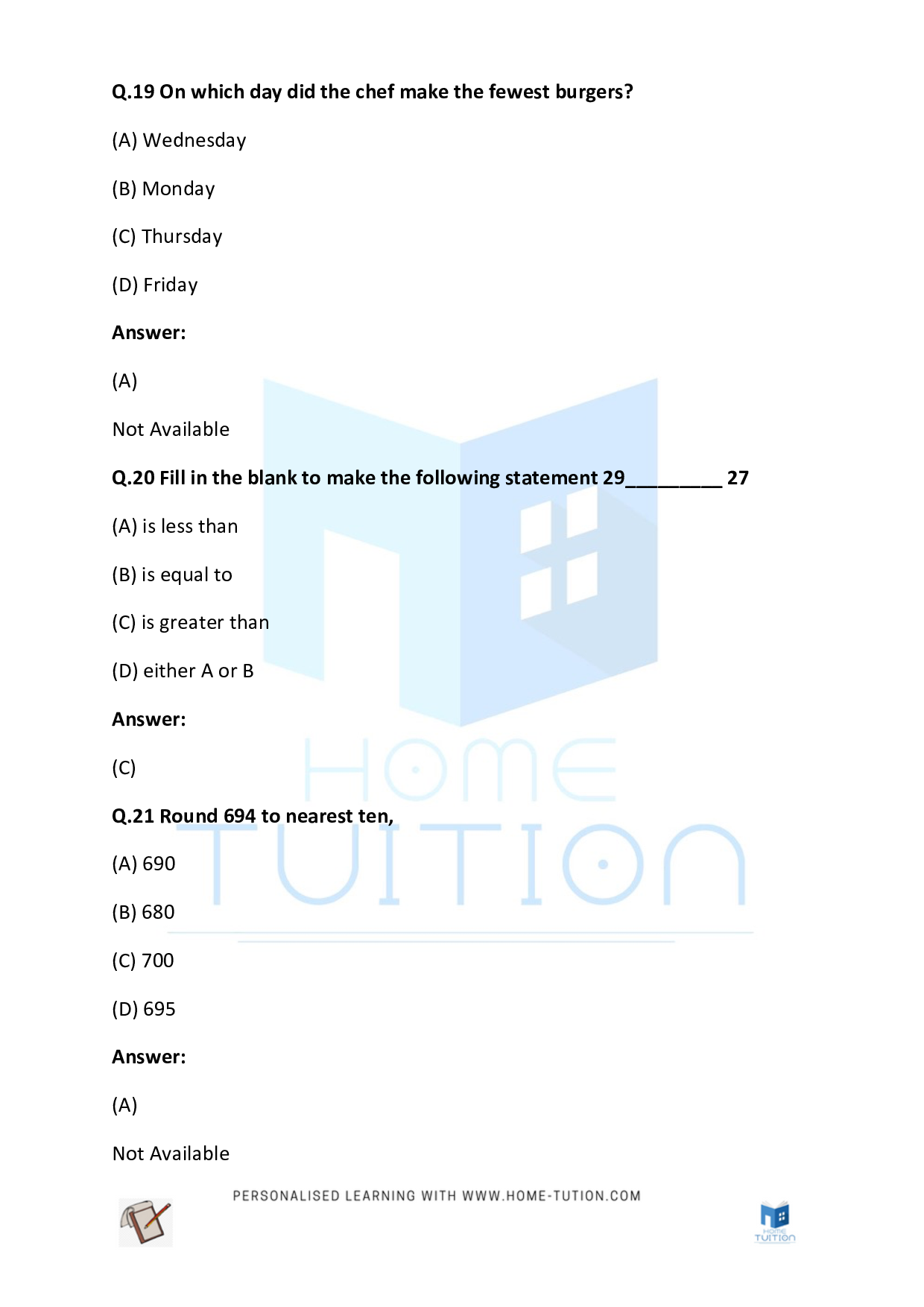 CBSE Class 3 Maths Numbers Worksheet Free PDF Home Tution