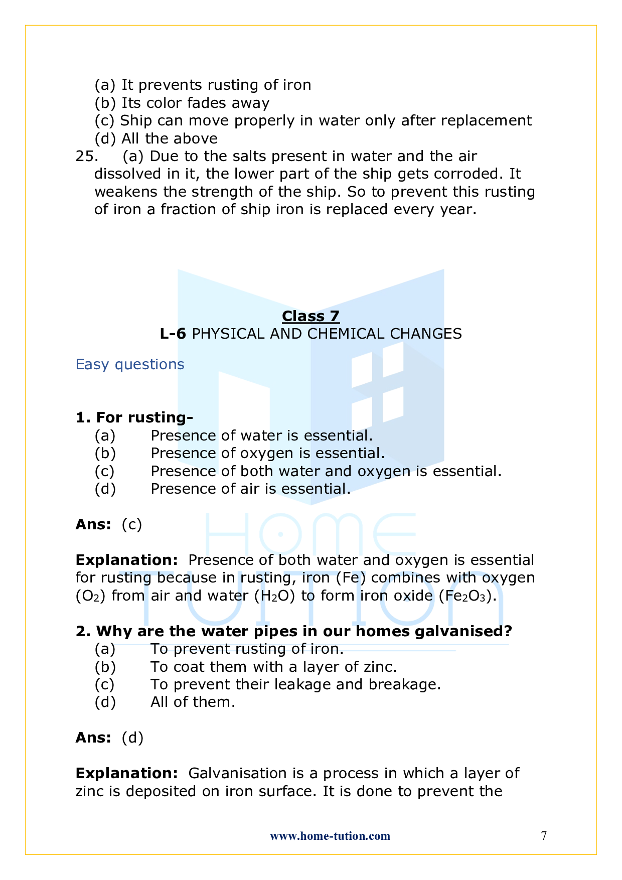 Chapter 6- Physical and Chemical Changes