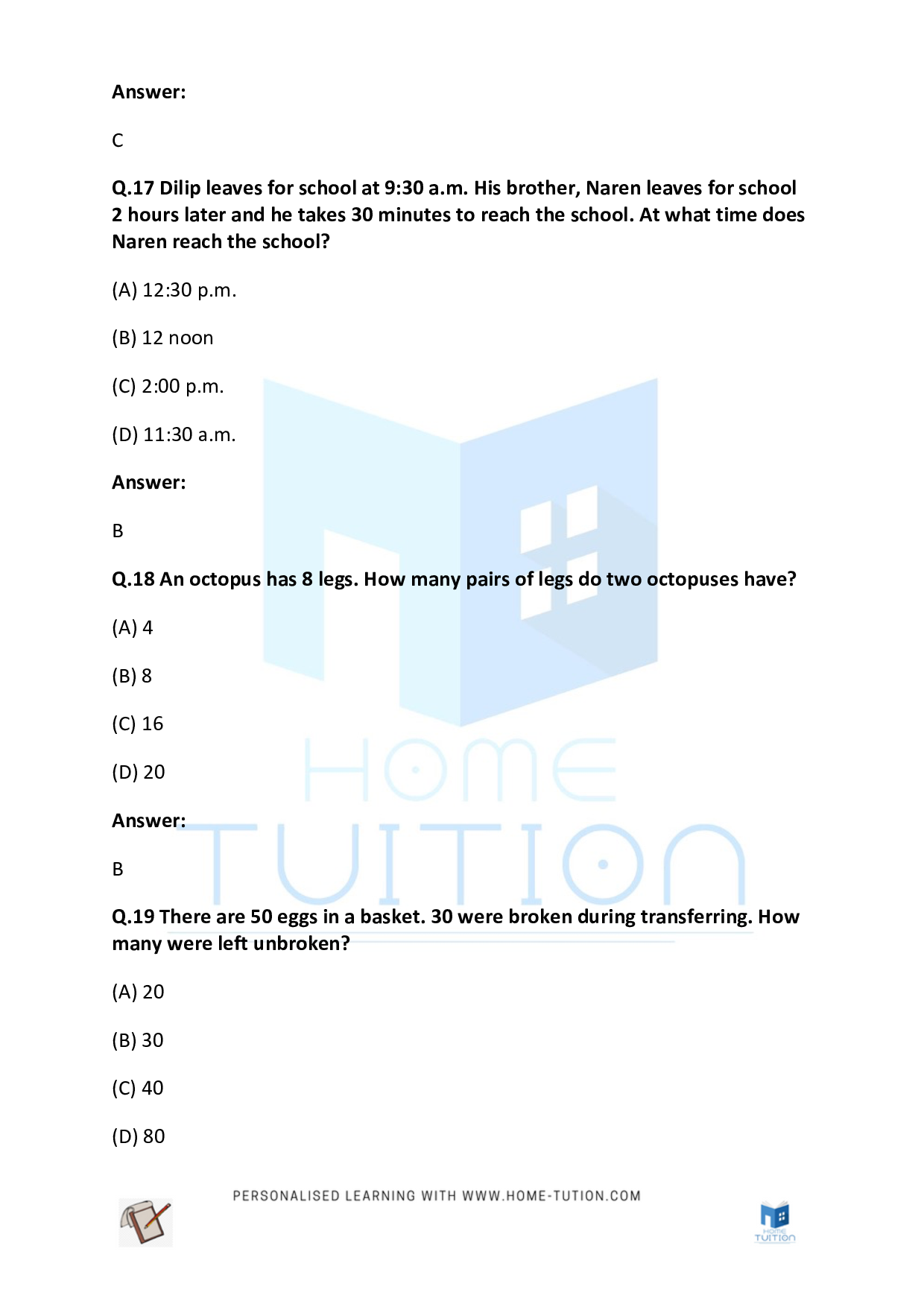 CBSE Maths Worksheet For Class 2 Free Printable PDF Home Tution