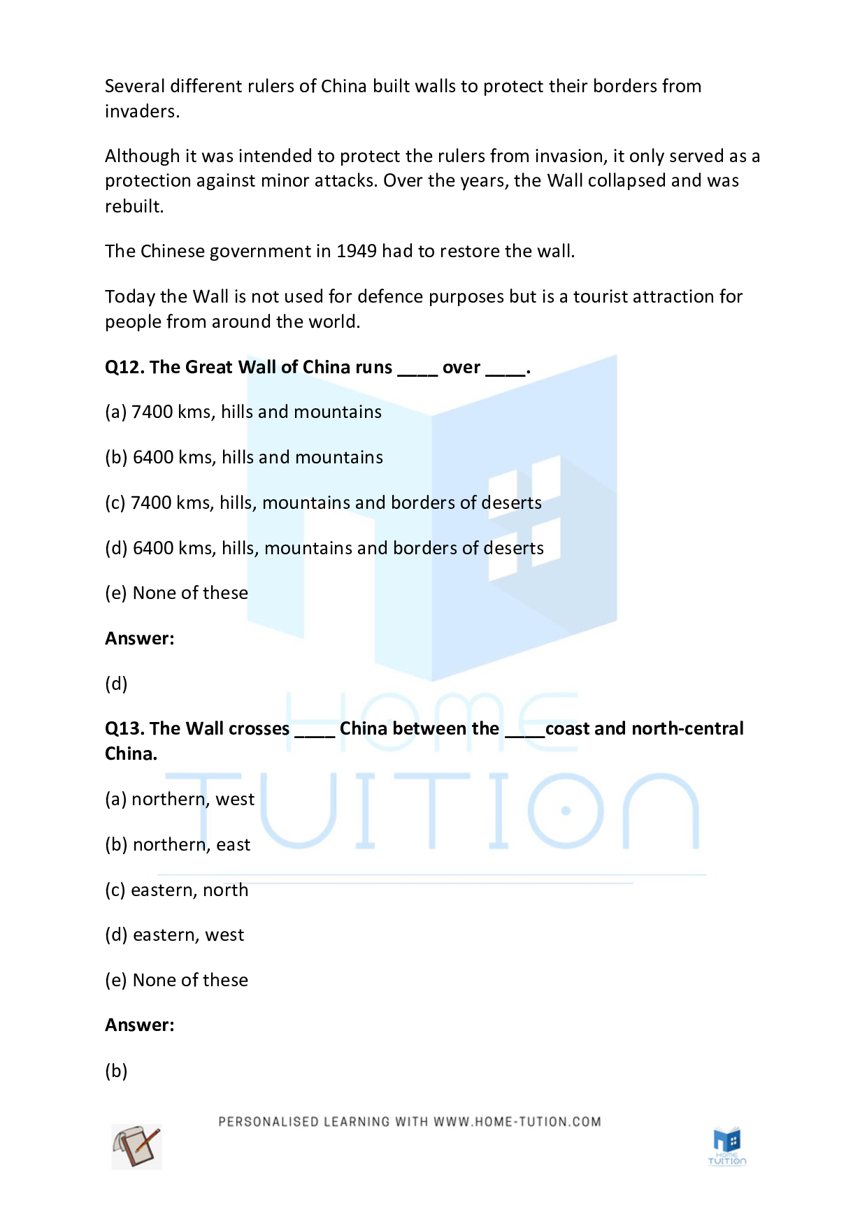 CBSE NCERT Class 4 English Comprehensions Worksheet with Answers PDF