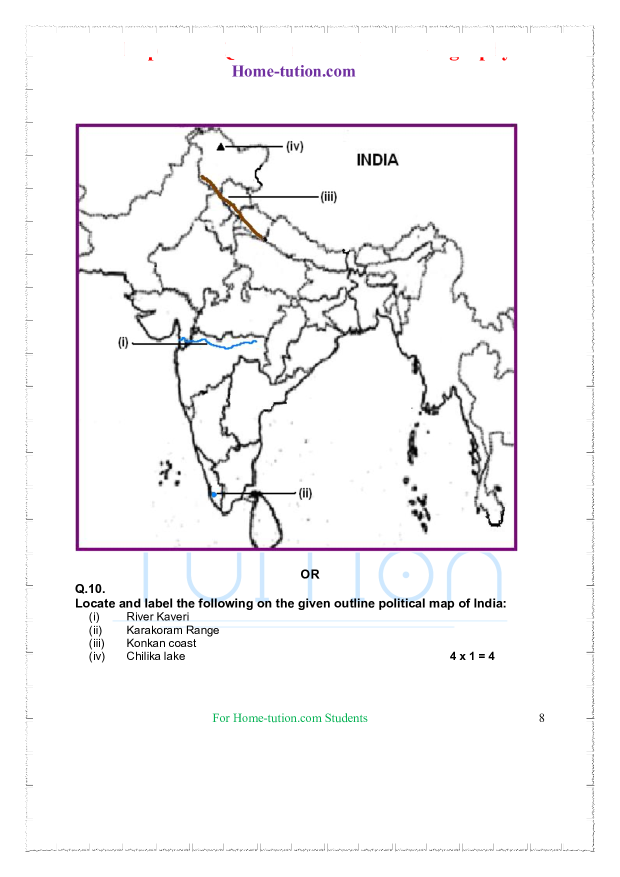 Questions for Class 9 Geography Chapter 3 Drainage