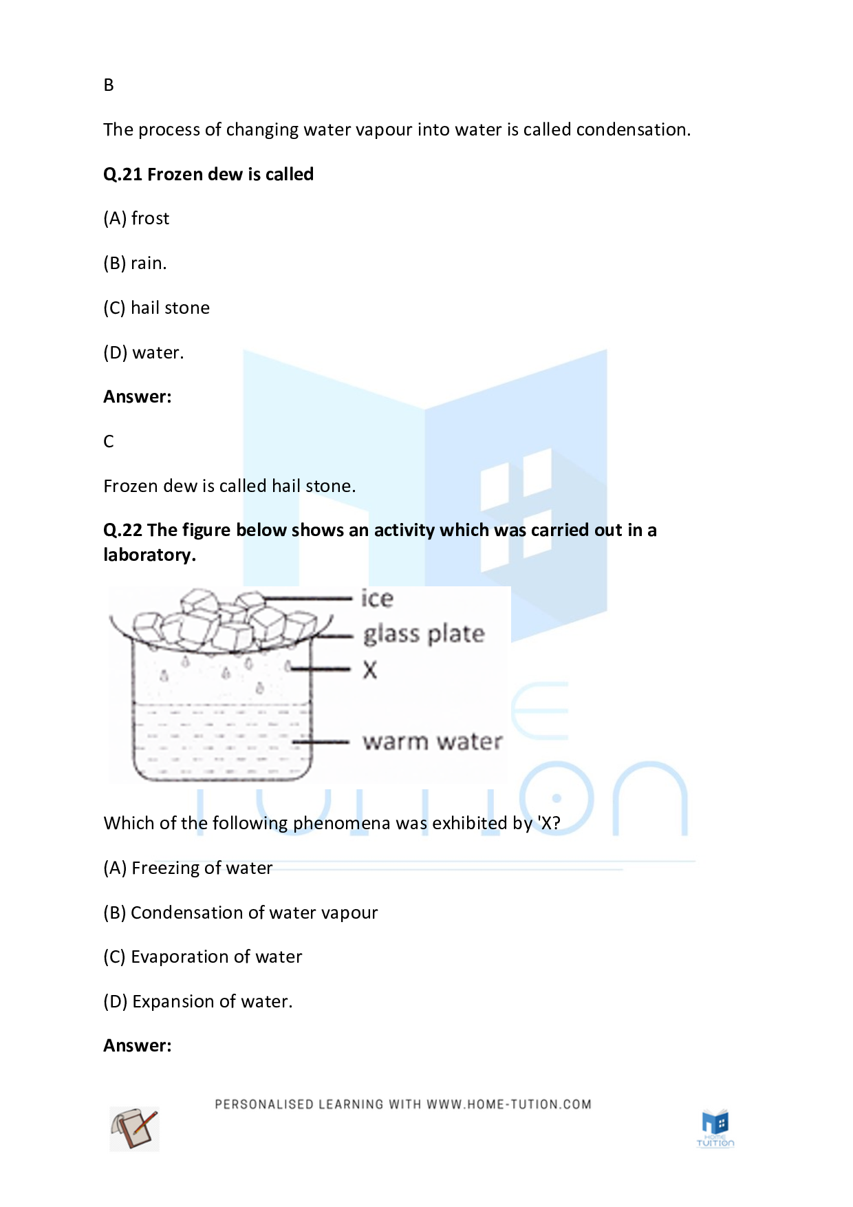 CBSE Class 4 Worksheet for EVS Chapter Air Water and Weather Questions with Answers 