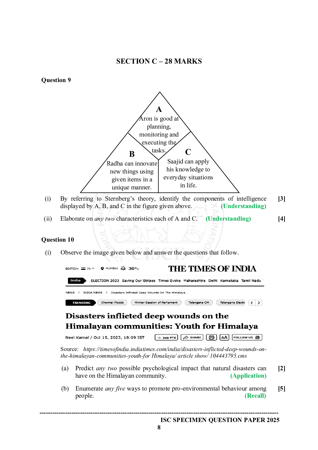 ISE Sample paper for Psychology