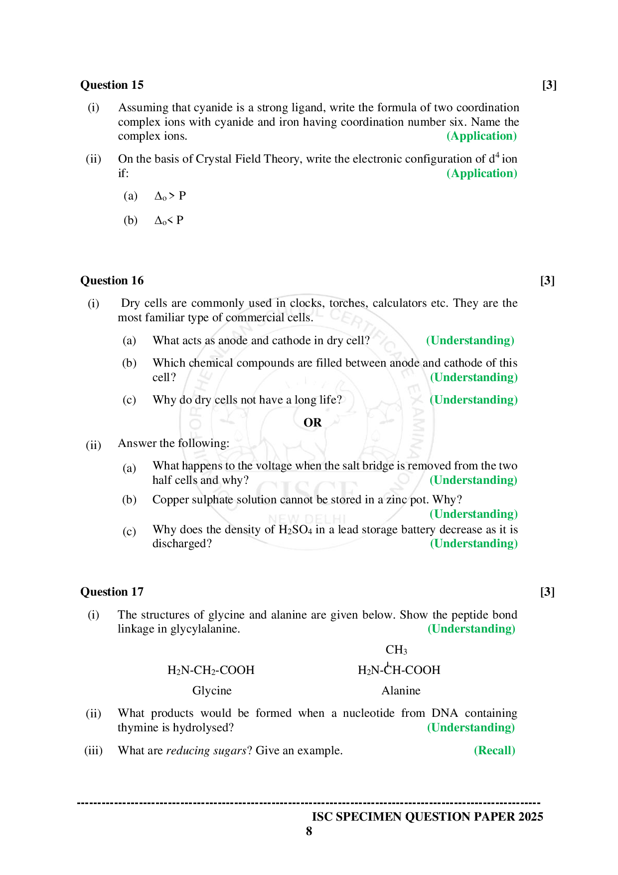 ISE Sample paper for Chemistry