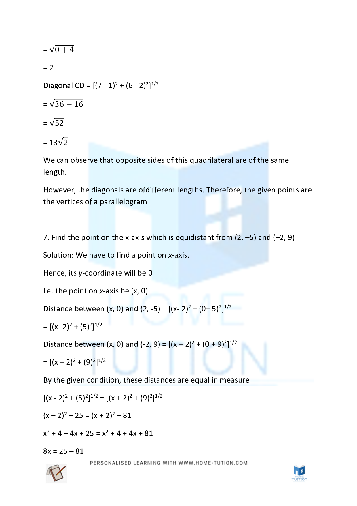 Chapter 7 Coordinate Geometry