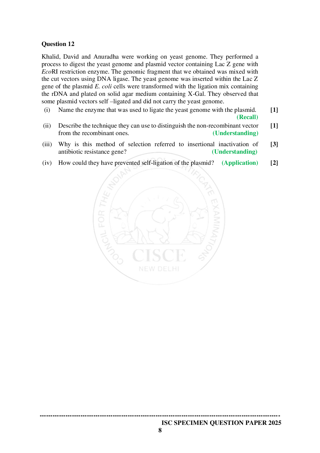 ISE Sample paper for Biotechnology