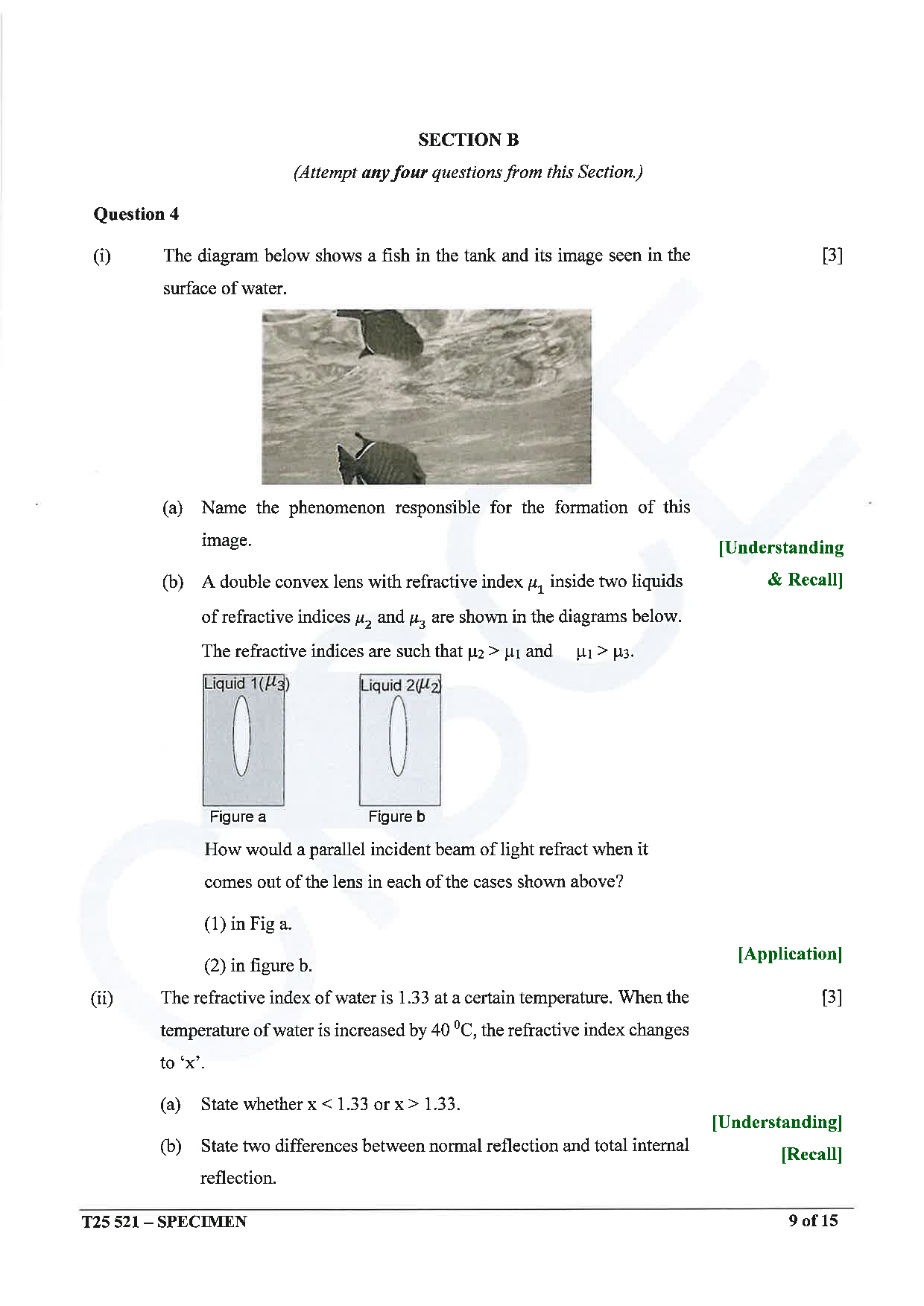 ICSE Board Sample Paper for class 10 Physics