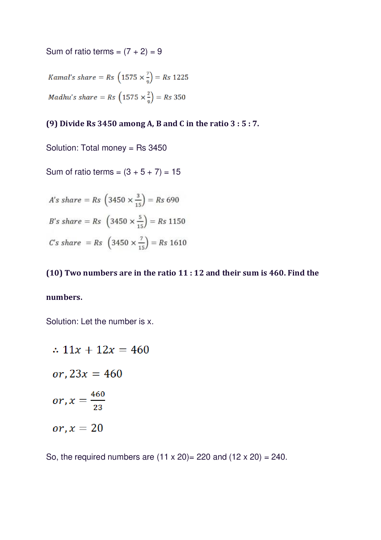 Chapter-10 Ratio, Proportion and Unitary Method