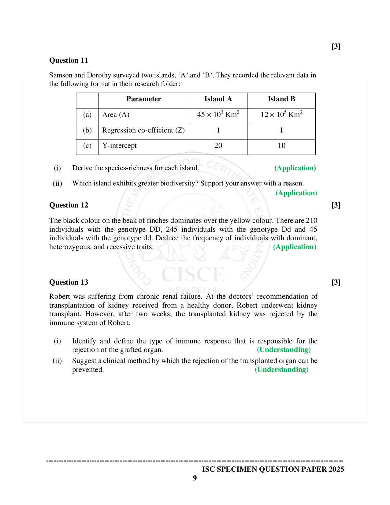 ISE Sample paper for Biology