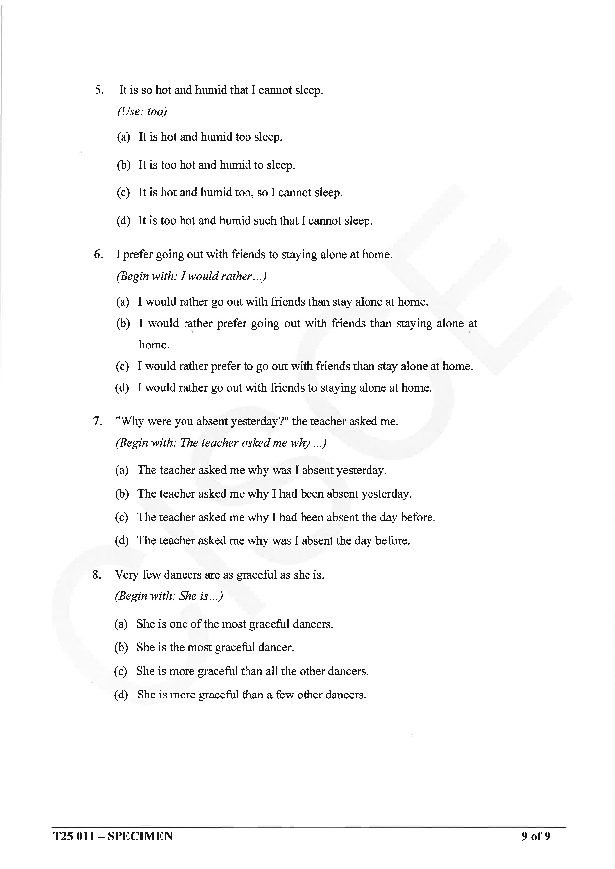 ICSE Board Sample Paper for class 10 English