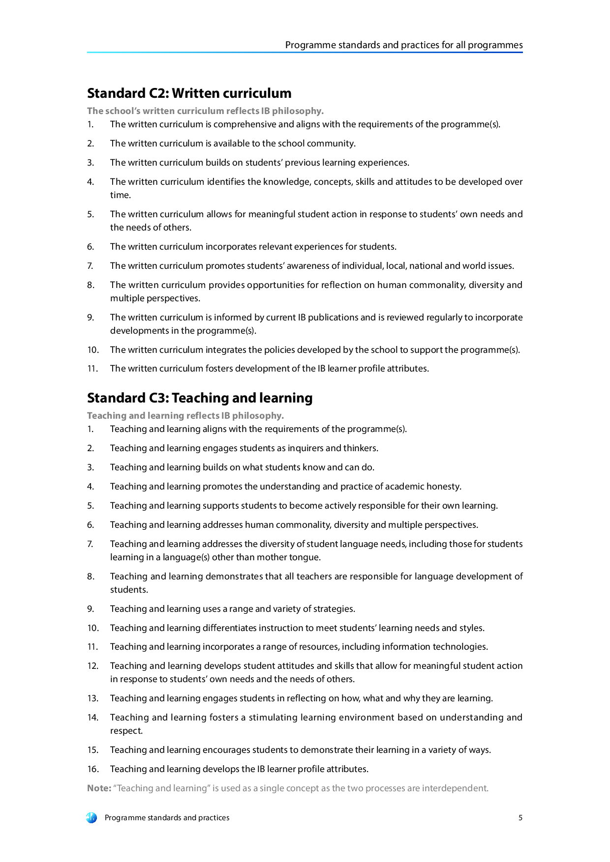 Curriculum framework of Primary Years Programme (PYP) of IB Board