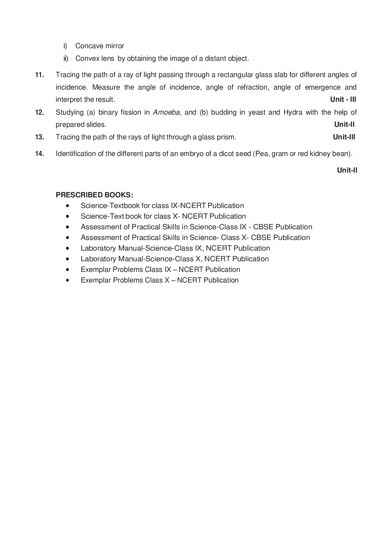 CBSE Class 10 Science Syllabus