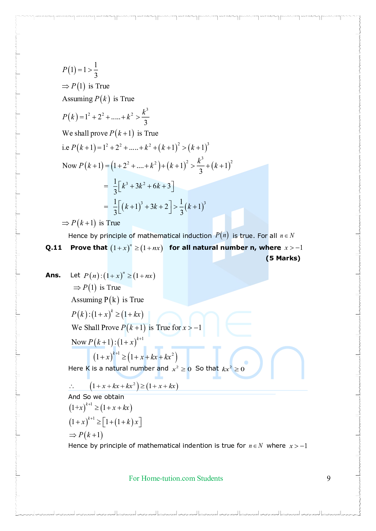 Chapter 4 Principle of Mathematical Induction Questions