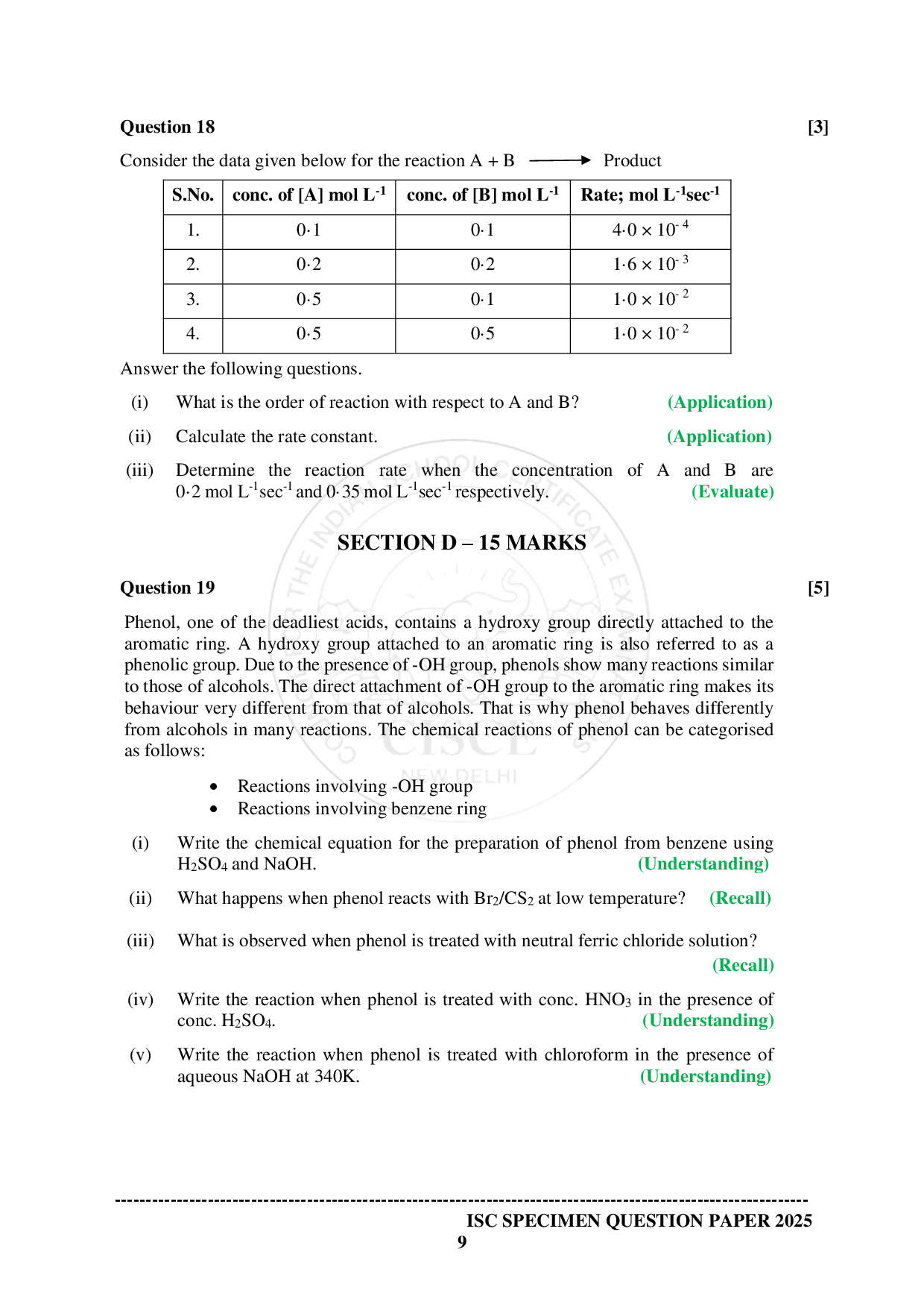 ISE Sample paper for Chemistry