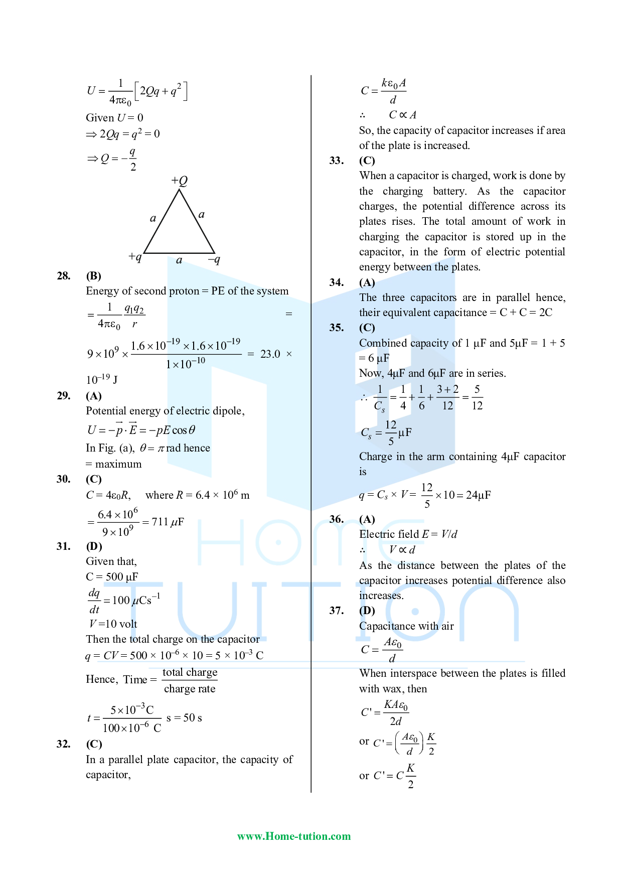 CUET MCQ Questions For Physics Chapter-02 Electrostatic Potential and Capacitance